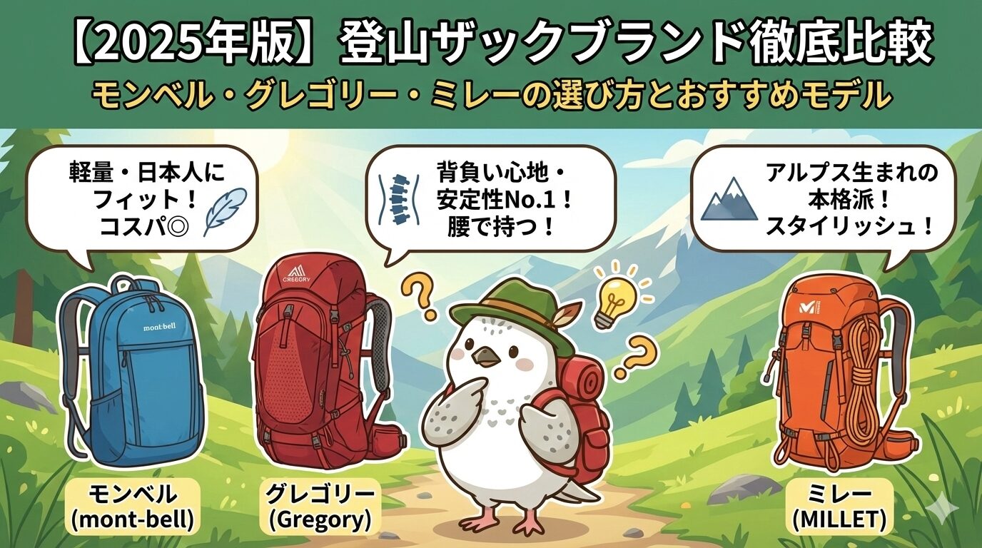 2025年版】登山ザックブランド徹底比較｜モンベル・グレゴリー・ミレー