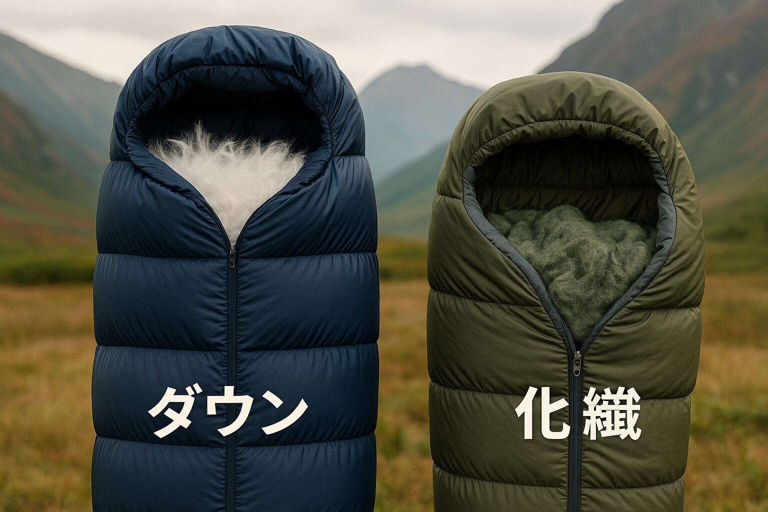 登山用シュラフダウンと化繊の違いは？